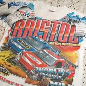 Chase Bristol Motor Speedway T Shirt Mens L AOP‎ Double Sided Y2K Racing Nascar